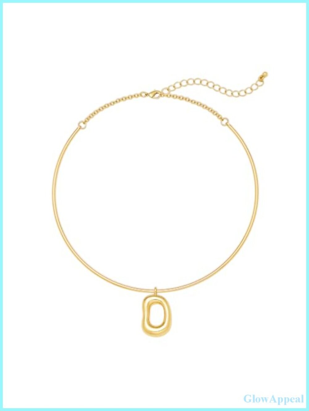14k Gold Plated Oval Pendant Snake Chain Choker Necklace Adjustable